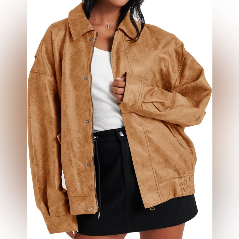 Fall Oversized Faux Leather Bomber